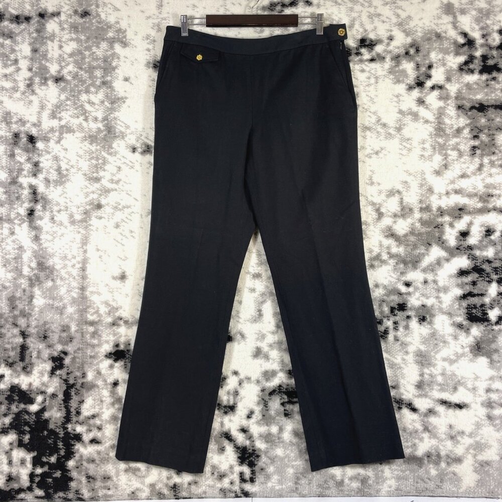 Lauren Ralph Lauren Pants‎ Womens Size 14 Black Gold Button Pocket Office Career